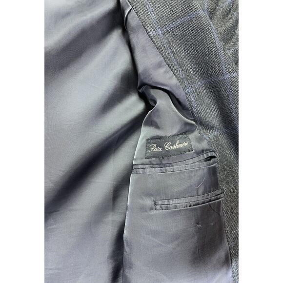 Ermenegildo Zegna Pure Cashmere Mens Blazer 46R 3 Button Sportscoat Gray Blue - Picture 10 of 11